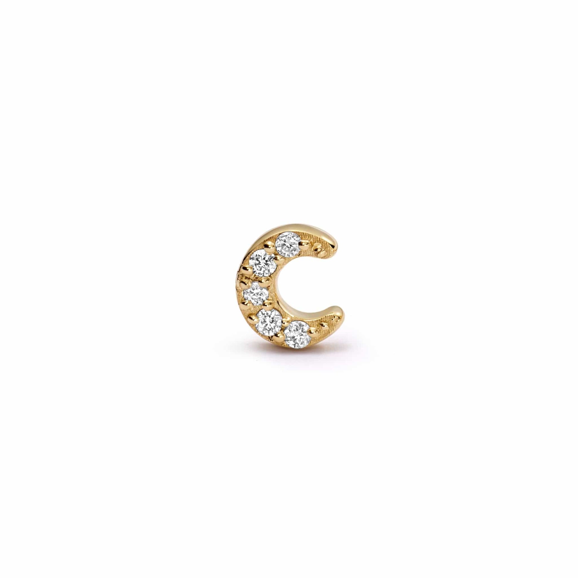 Estée Lalonde Fine Diamond Moon Stud Earring 14ct Solid Gold