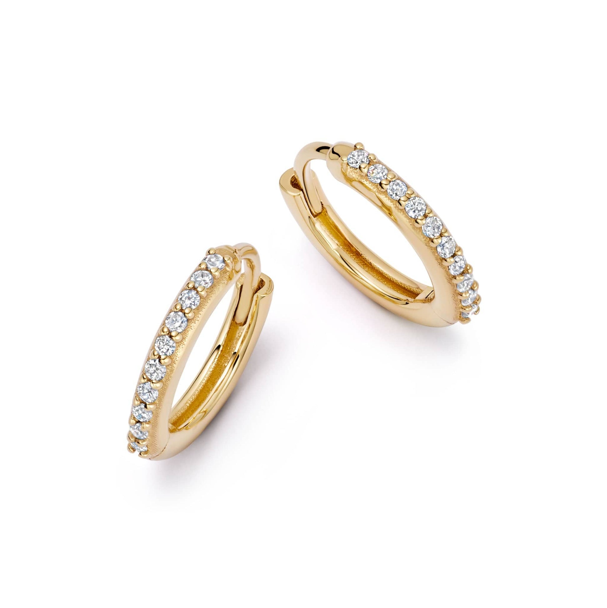 Estée Lalonde Fine Pavé Huggie Hoop Earrings 14ct Solid Gold