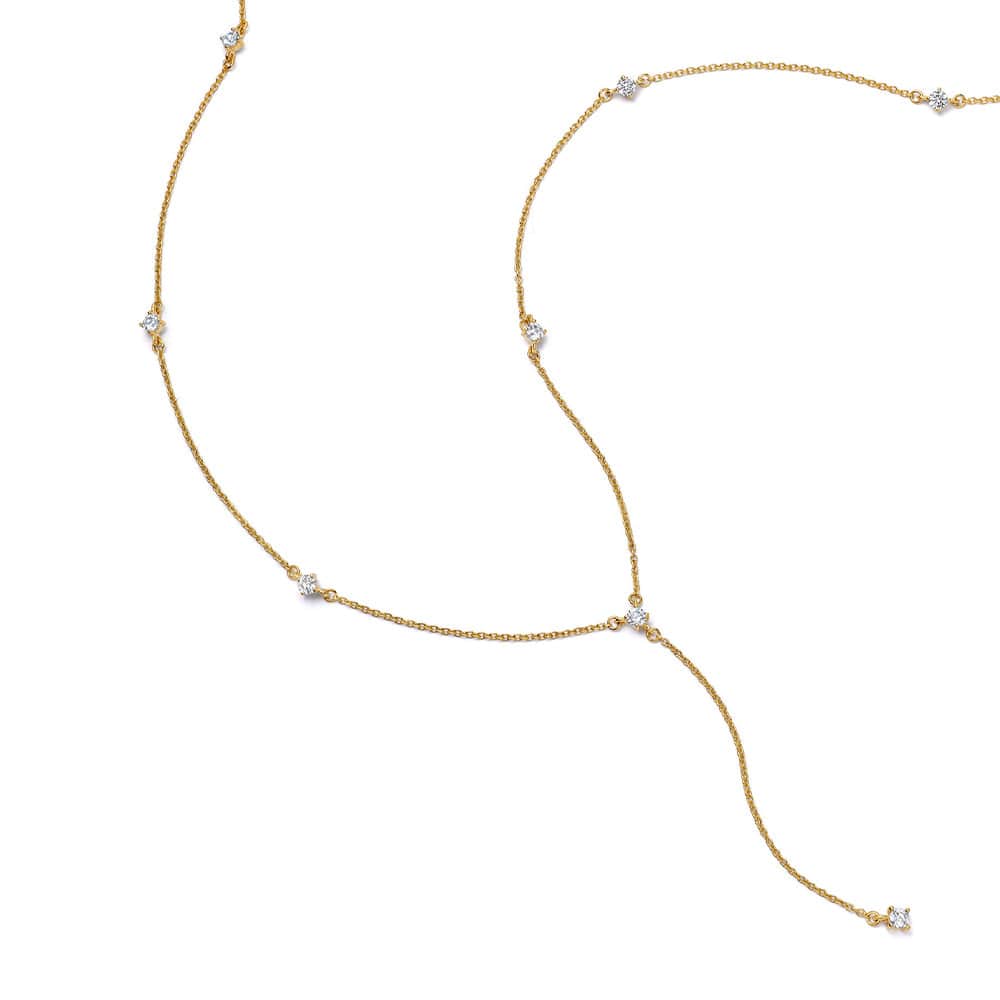 Estée Lalonde Fine Sapphire Station Lariat Necklace 14ct Solid Gold