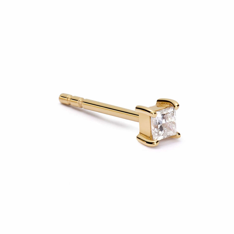 Estée Lalonde Fine Square Diamond Single Stud Earring 14ct Solid Gold recommended