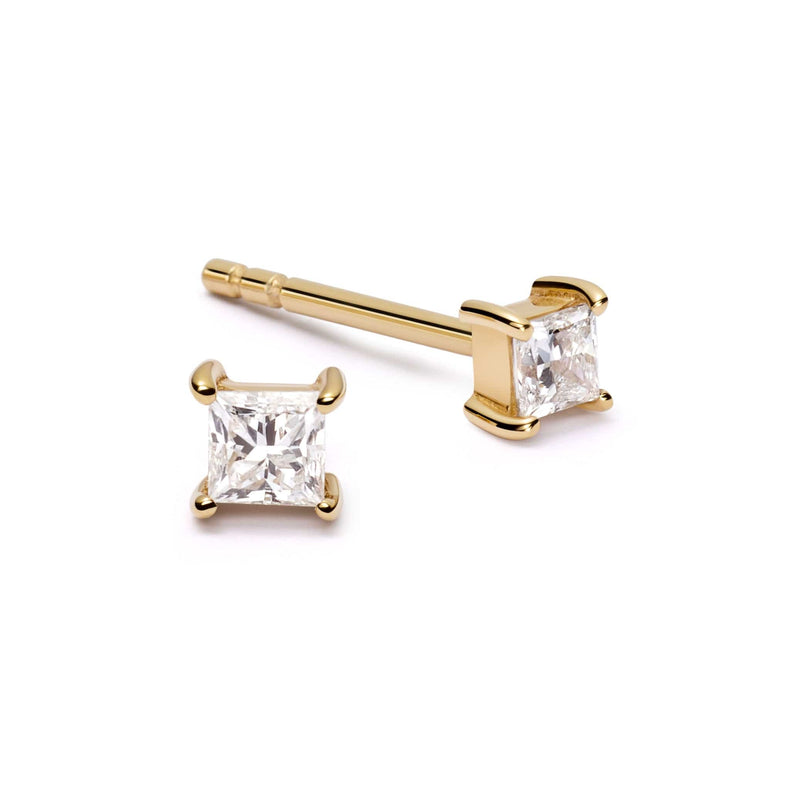 Estée Lalonde Fine Square Diamond Stud Earrings 14ct Solid Gold recommended