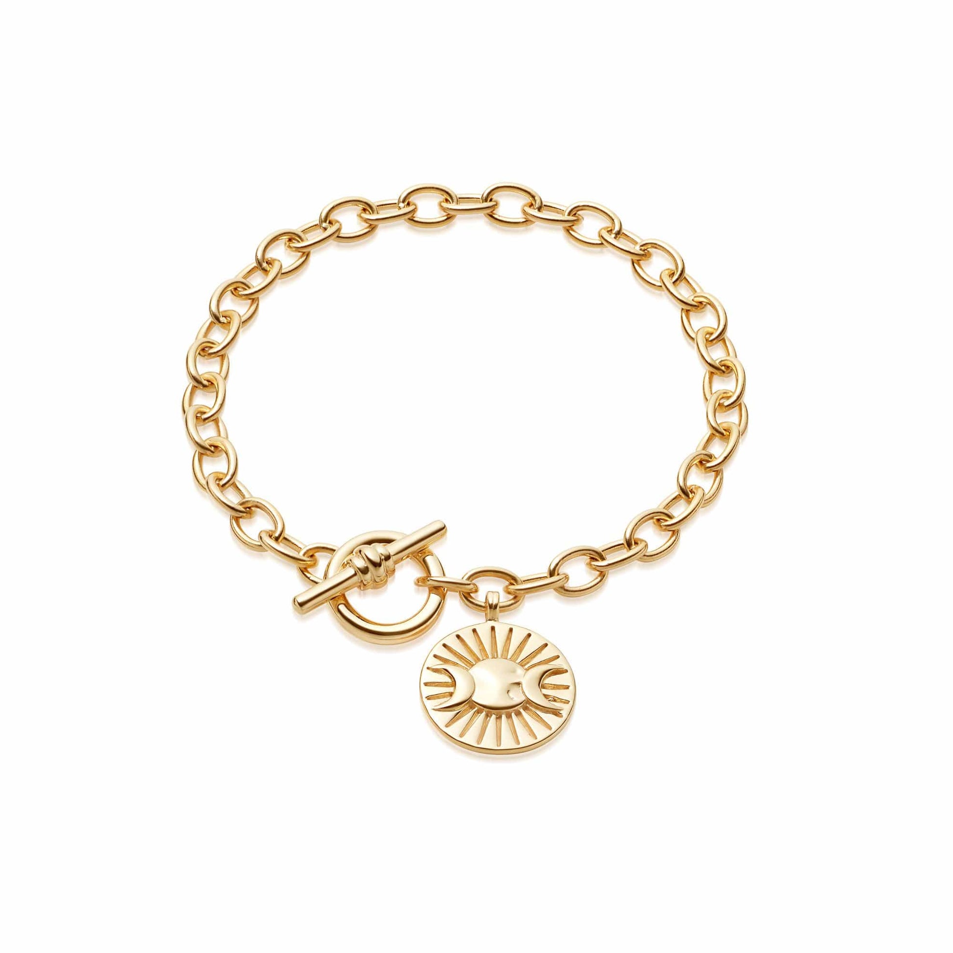 Estée Lalonde Goddess Medallion T Bar Bracelet 18ct Gold Plate