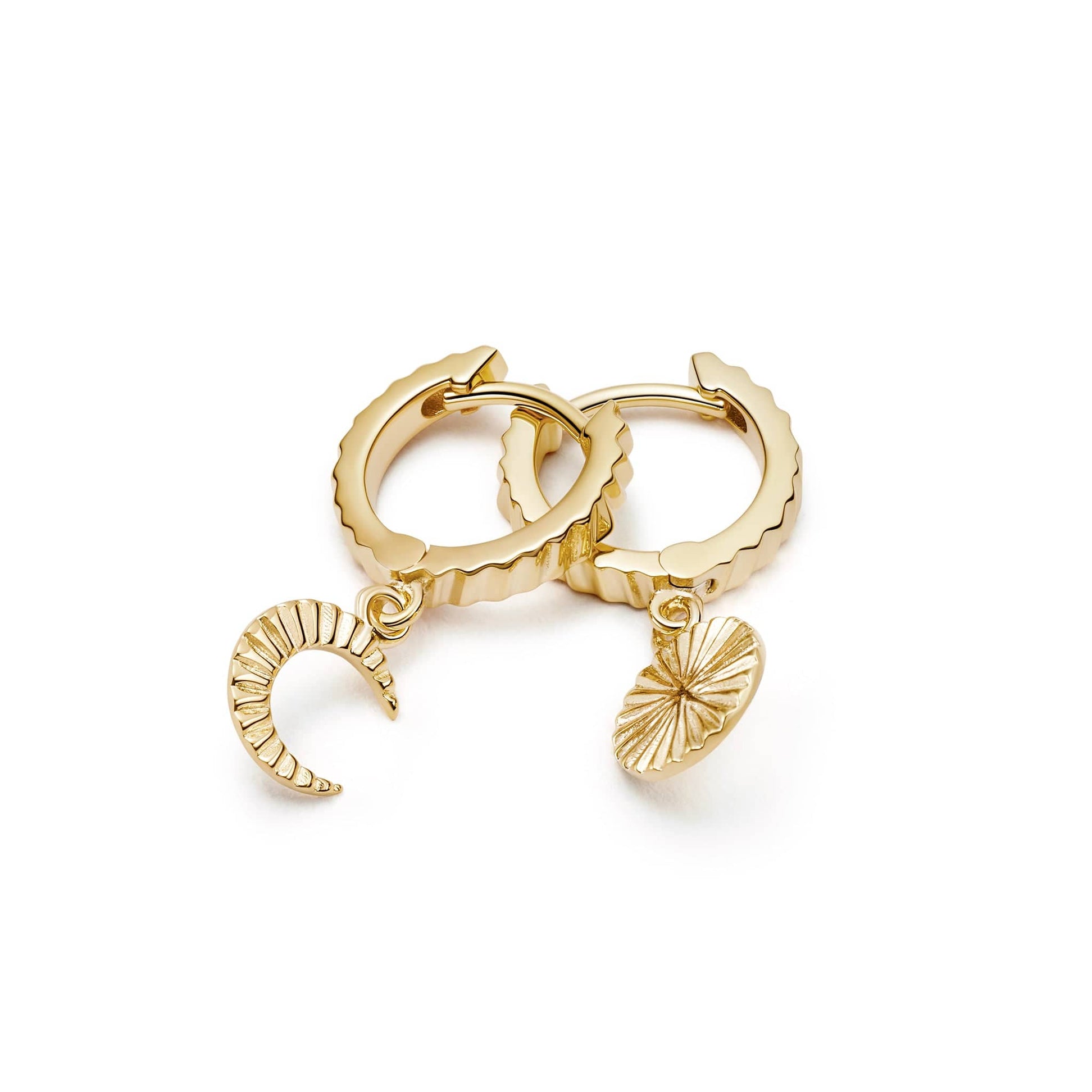 Estée Lalonde Luna Huggie Charm Earrings 18ct Gold Plate