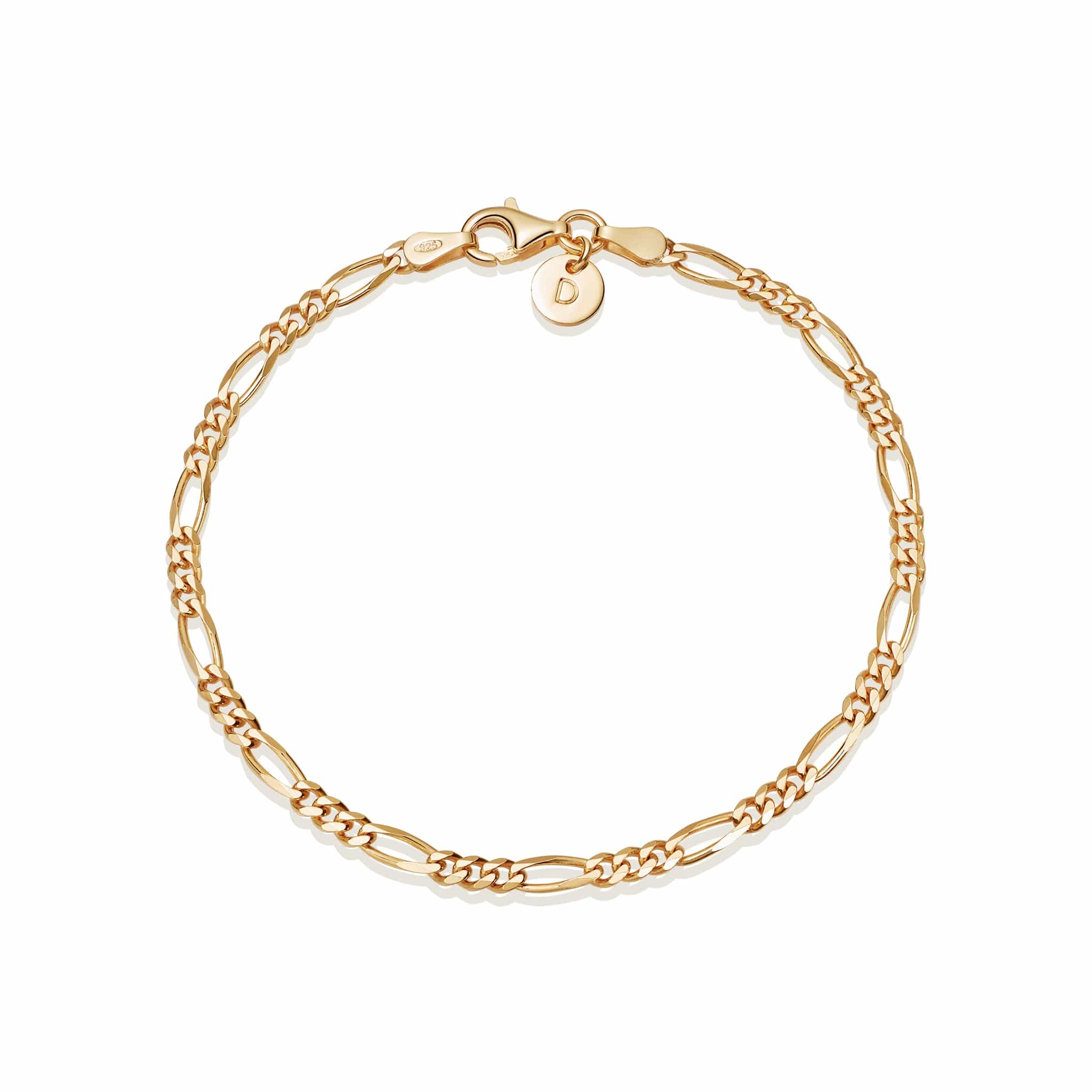 Fine Figaro Chain Bracelet 18ct Gold Plate