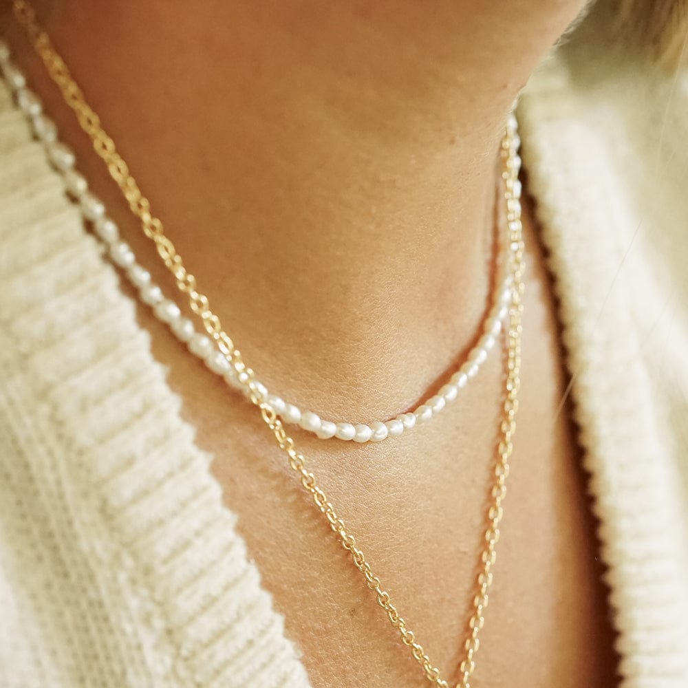 Freshwater Seed Pearl Necklace 18ct Gold Plate