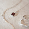 Garnet January Birthstone Charm Necklace Sterling Silver