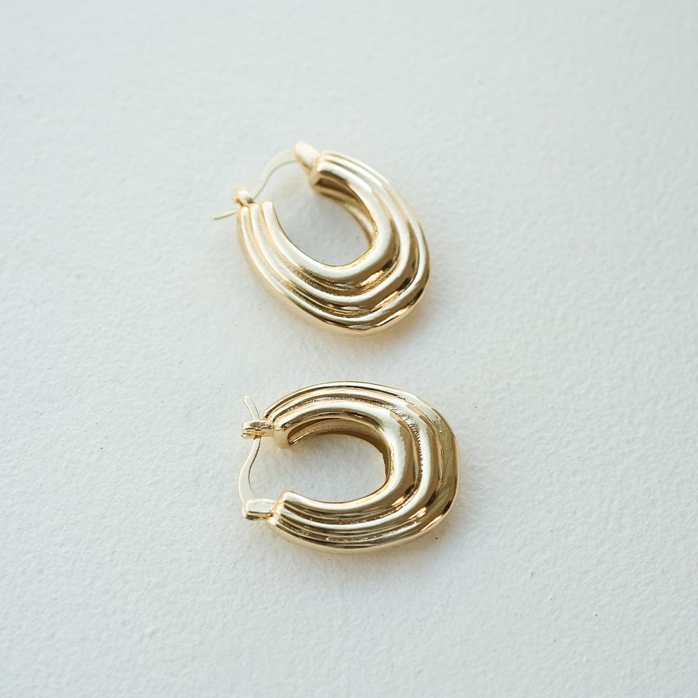 Polly Sayer Chunky Ridge Hoop Earrings 18ct Gold Plate