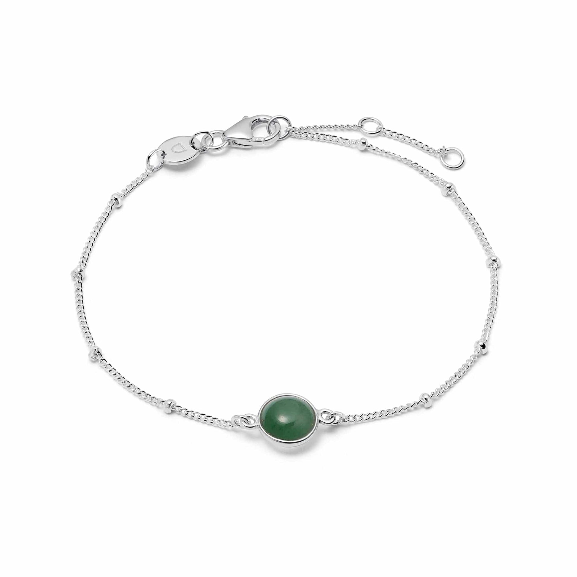 Green Aventurine Healing Stone Bobble Bracelet Silver