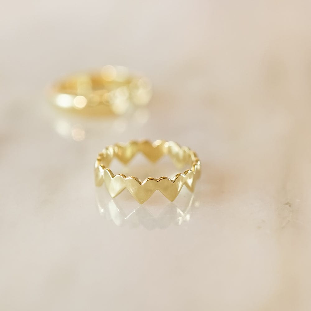 Heart Crown Band Ring 18ct Gold Plate