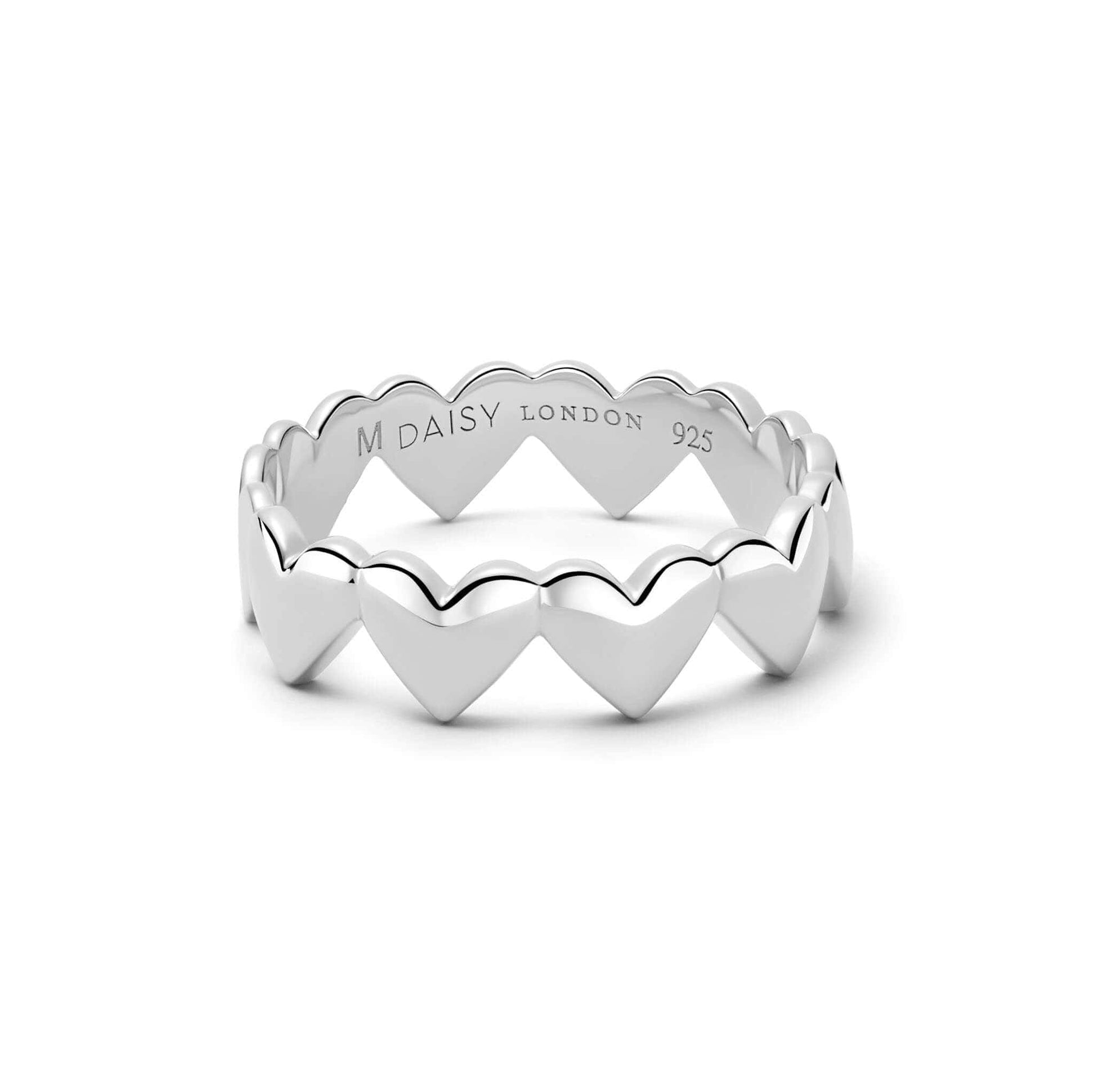 Heart Crown Band Ring Sterling Silver