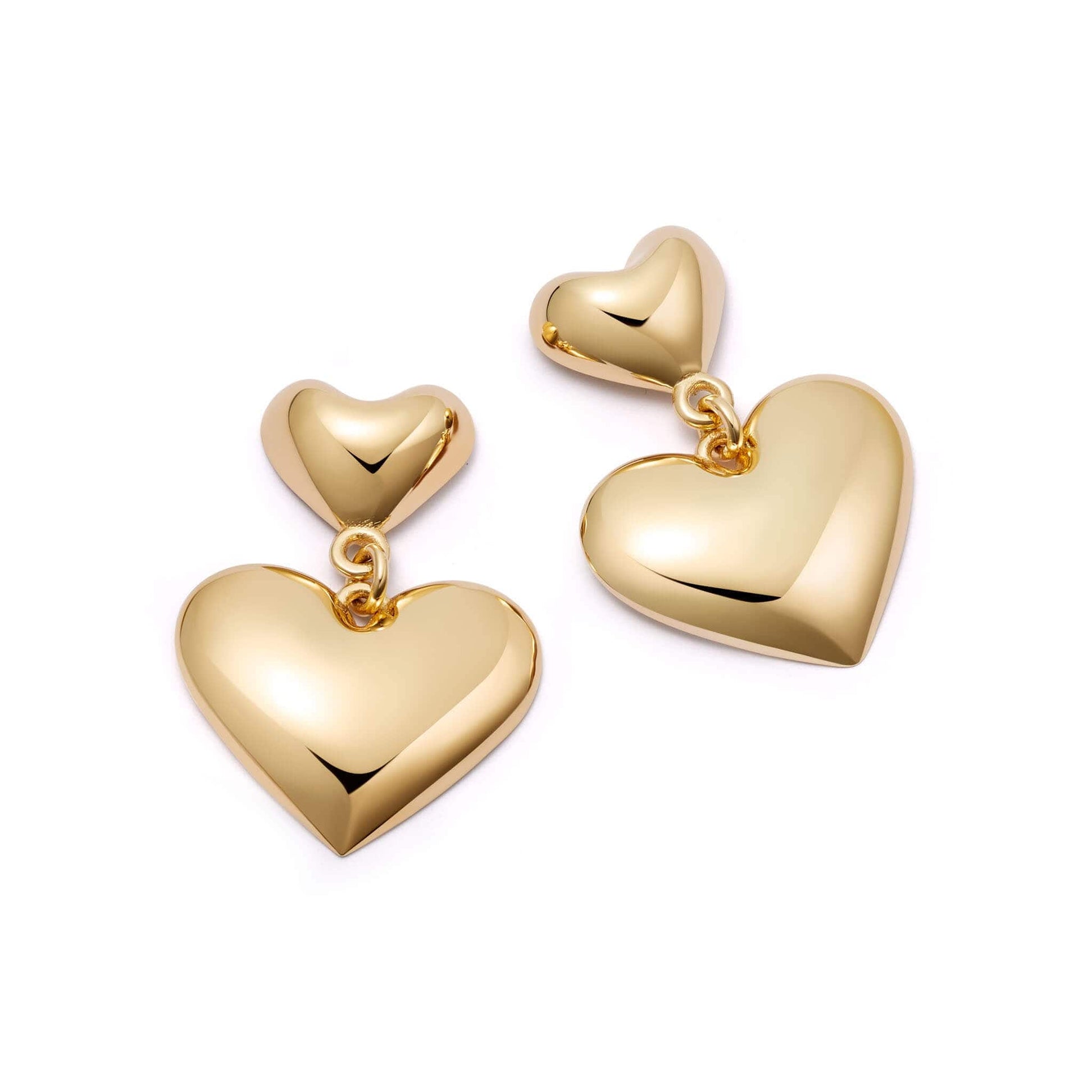 Double Heart Earrings 18ct Gold Plate