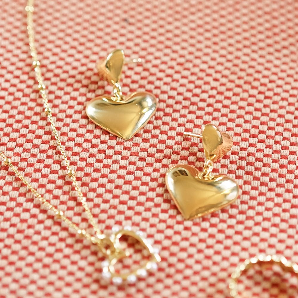 Double Heart Earrings 18ct Gold Plate