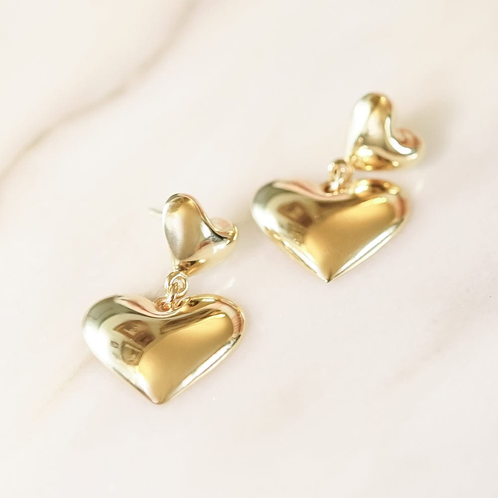 Double Heart Earrings 18ct Gold Plate