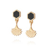 Hexagon Fan Drop Earrings 18ct Gold Plate