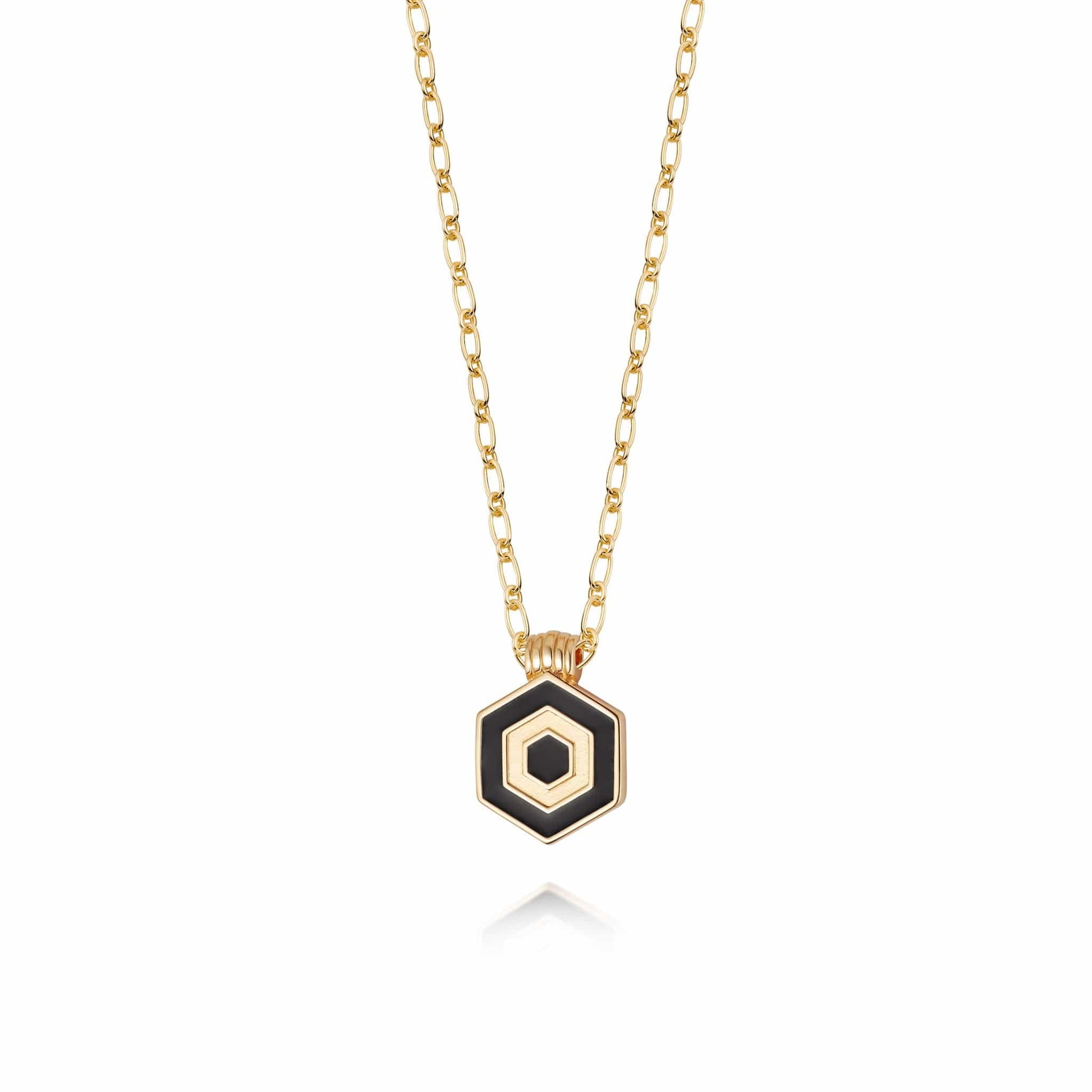 Hexagon Palm Necklace 18ct Gold Plate