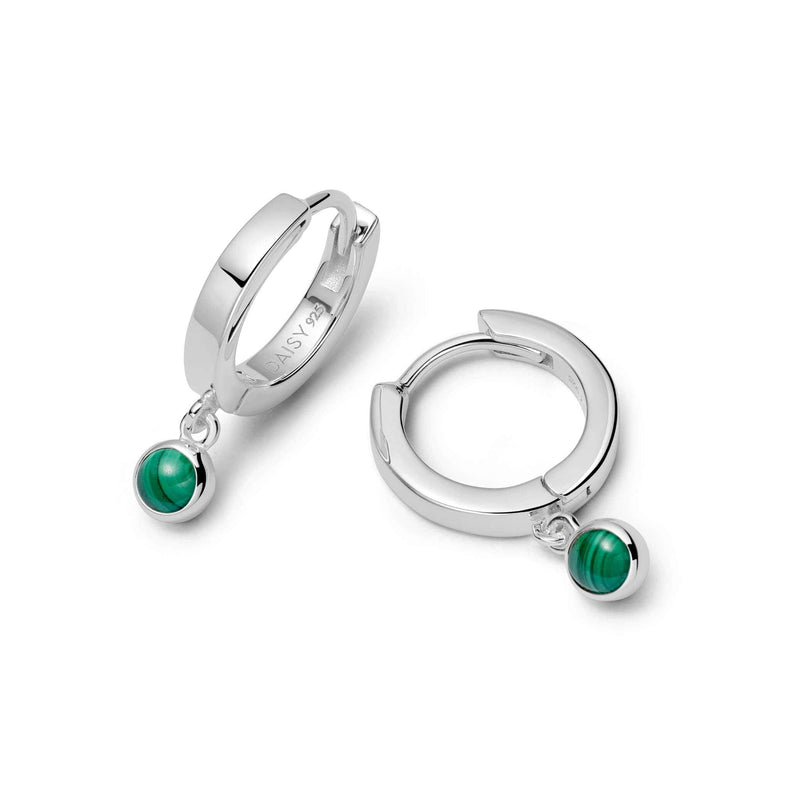 Malachite Healing Huggie Hoop Earrings Sterling Silver recommended