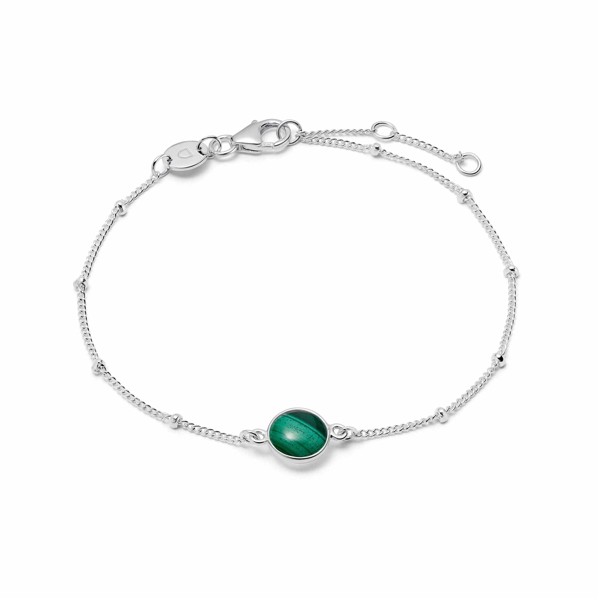 Malachite Healing Stone Bobble Bracelet Sterling Silver