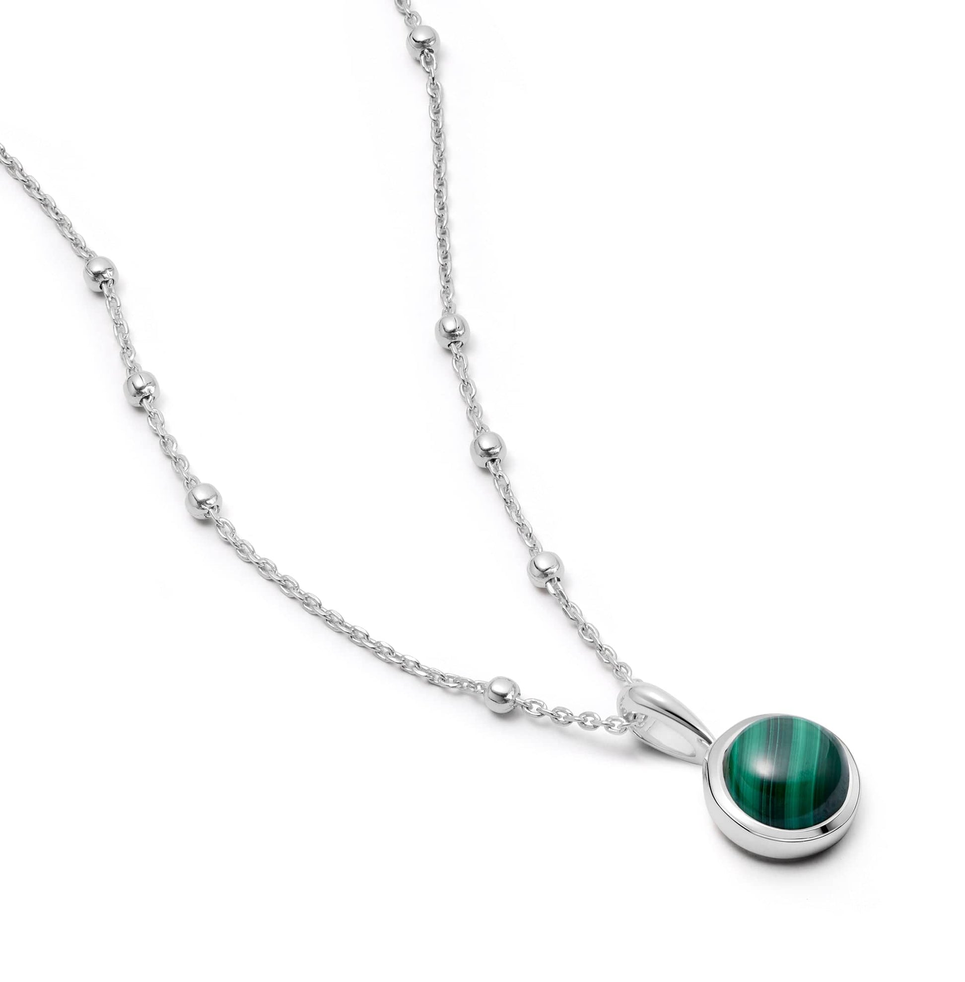 Malachite Healing Stone Necklace Sterling Silver