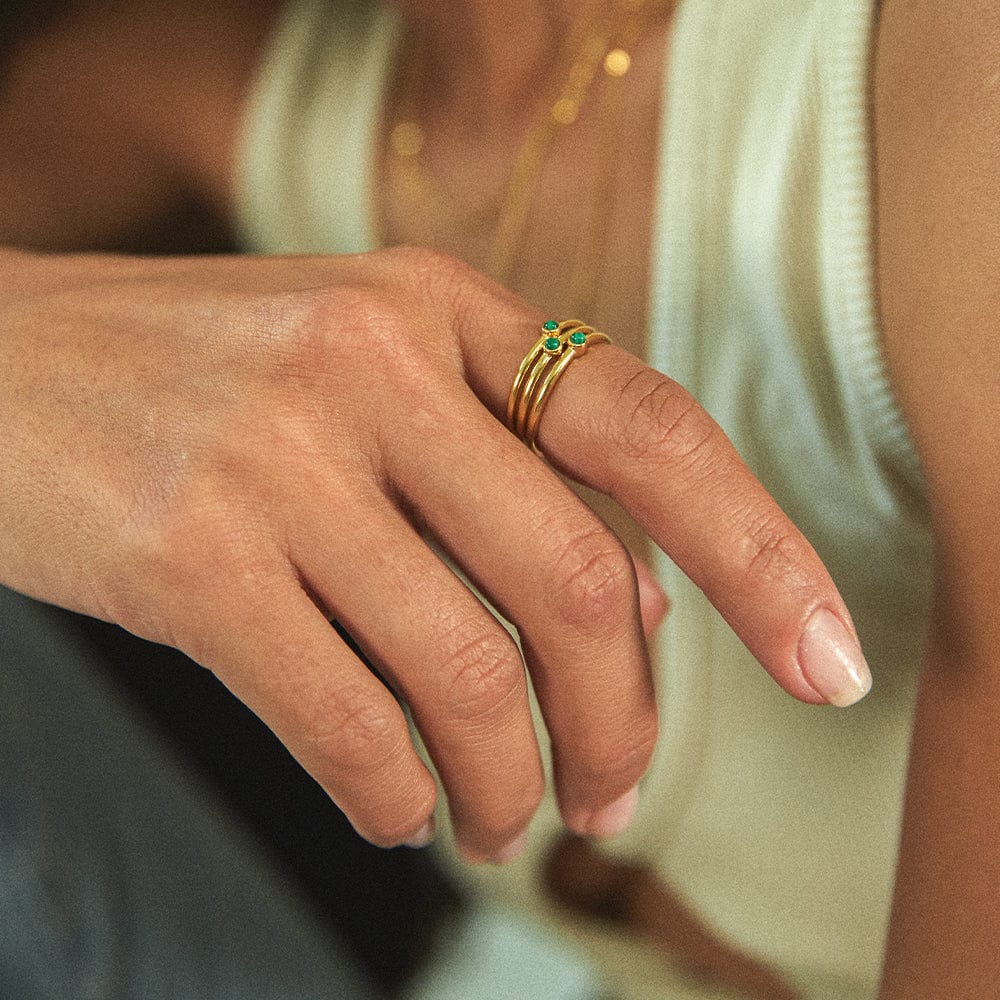 Malachite Healing Stone Ring 18ct Gold Plate