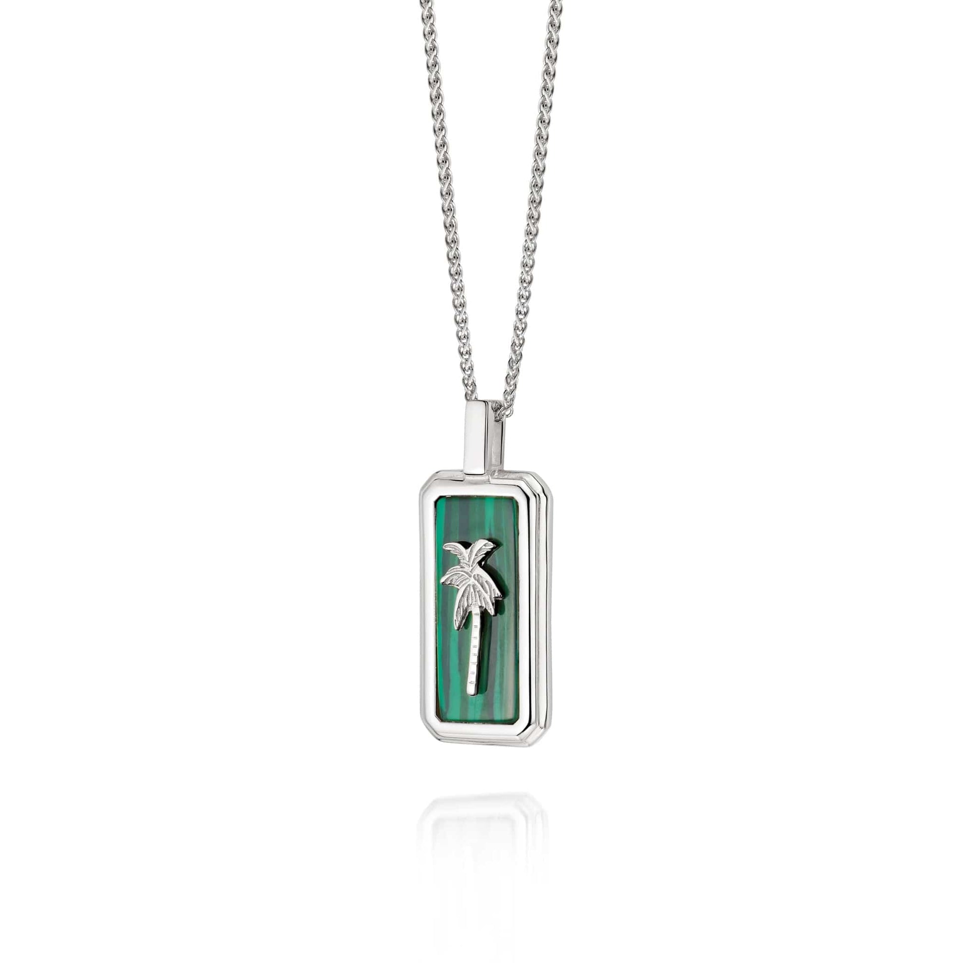 Malachite Palm Necklace Sterling Silver