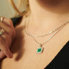 Malachite Palm Square Necklace Sterling Silver