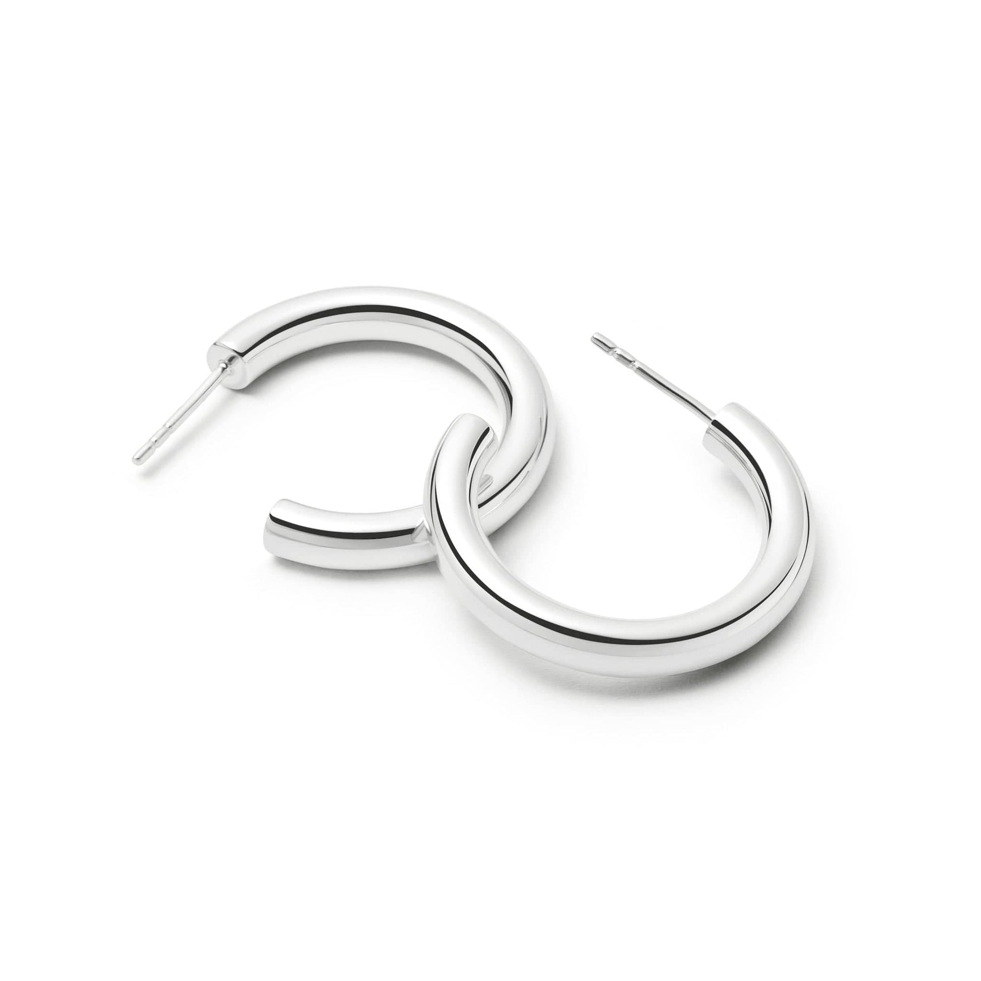 Midi Bold Hoop Earrings Sterling Silver