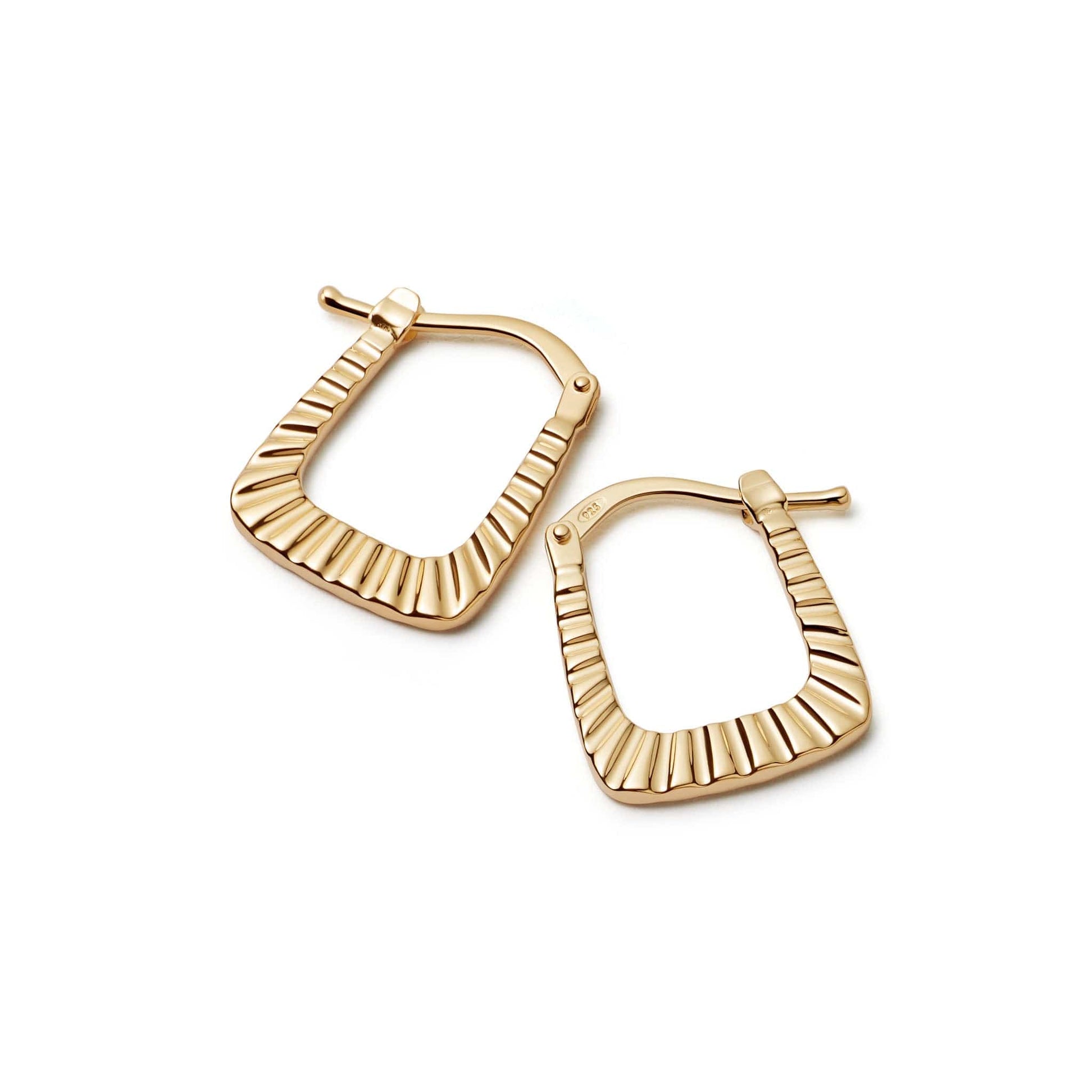 Midi Ridged Creole Hoop Earrings 18ct Gold Plate