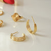 Triple Wave Hoop Earrings 18ct Gold Plate