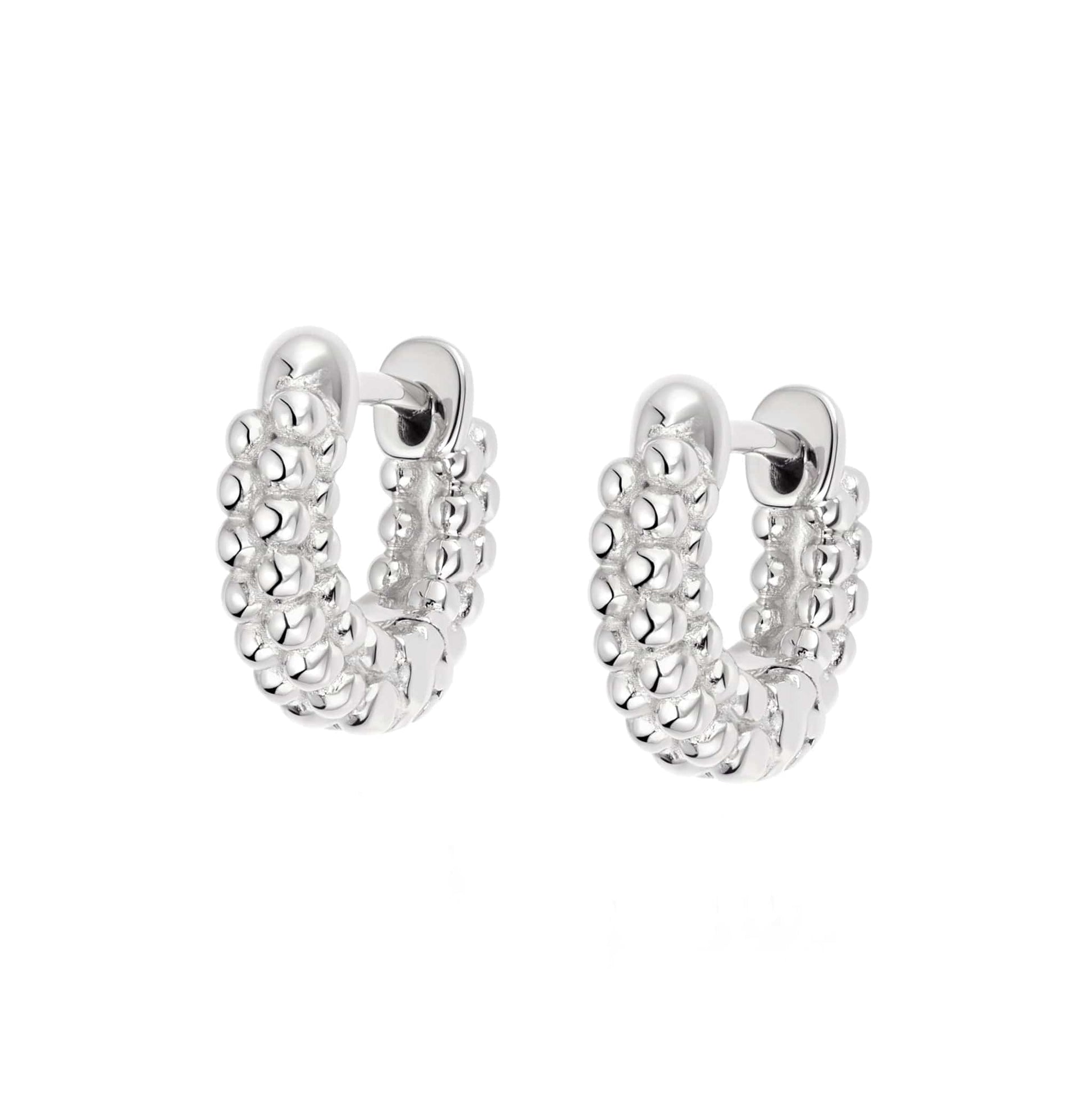 Mini Ball Huggie Hoop Earrings Sterling Silver