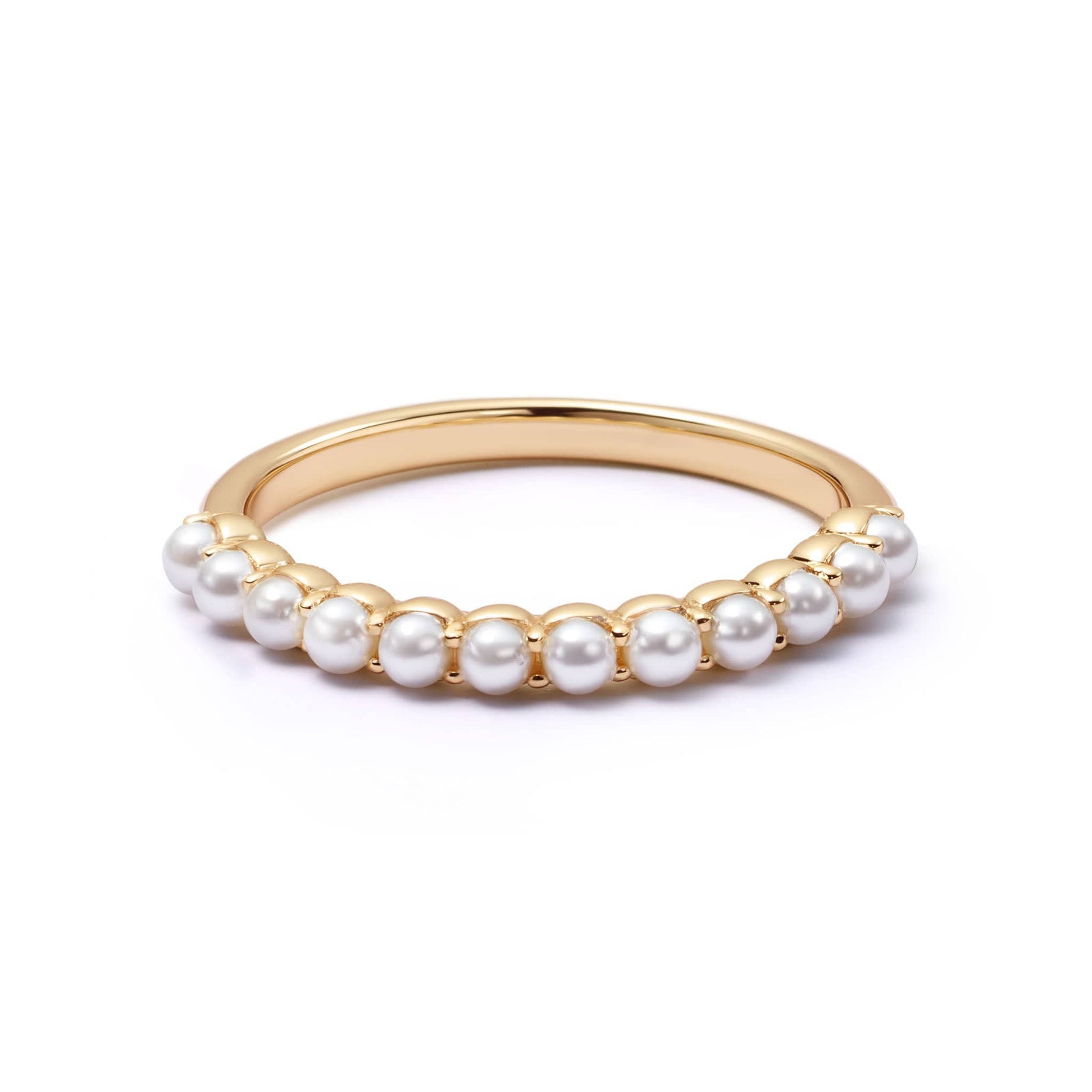 Mini Pearl Band Ring 18ct Gold Plate