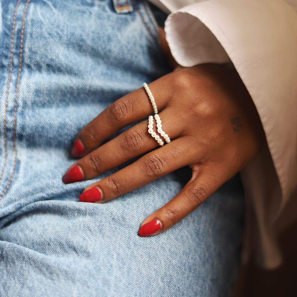 Mini Pearl Band Ring Sterling Silver