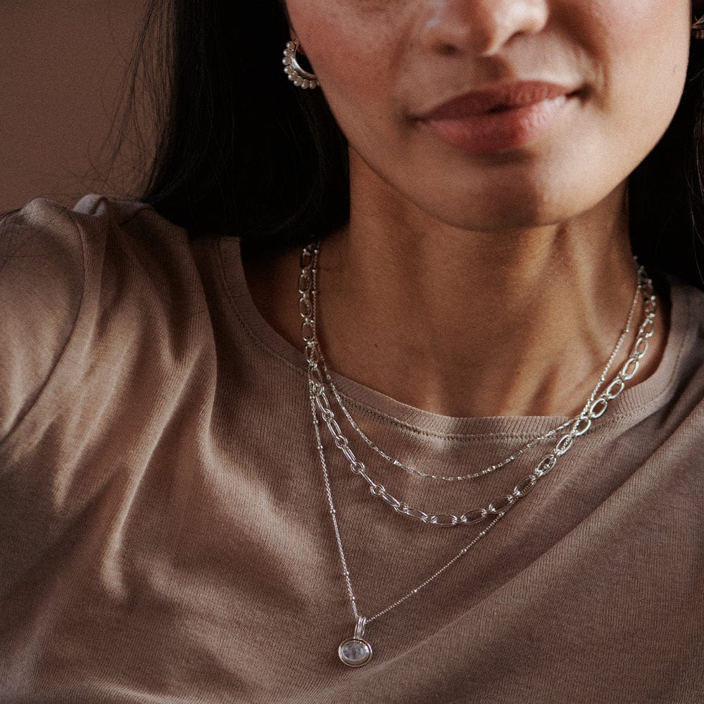 Moonstone Pendant Necklace Sterling Silver