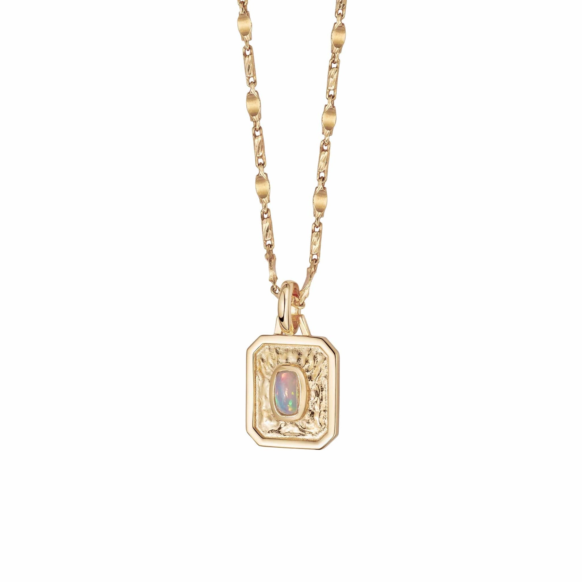 October Opal Birthstone Necklace 18ct Gold Plate