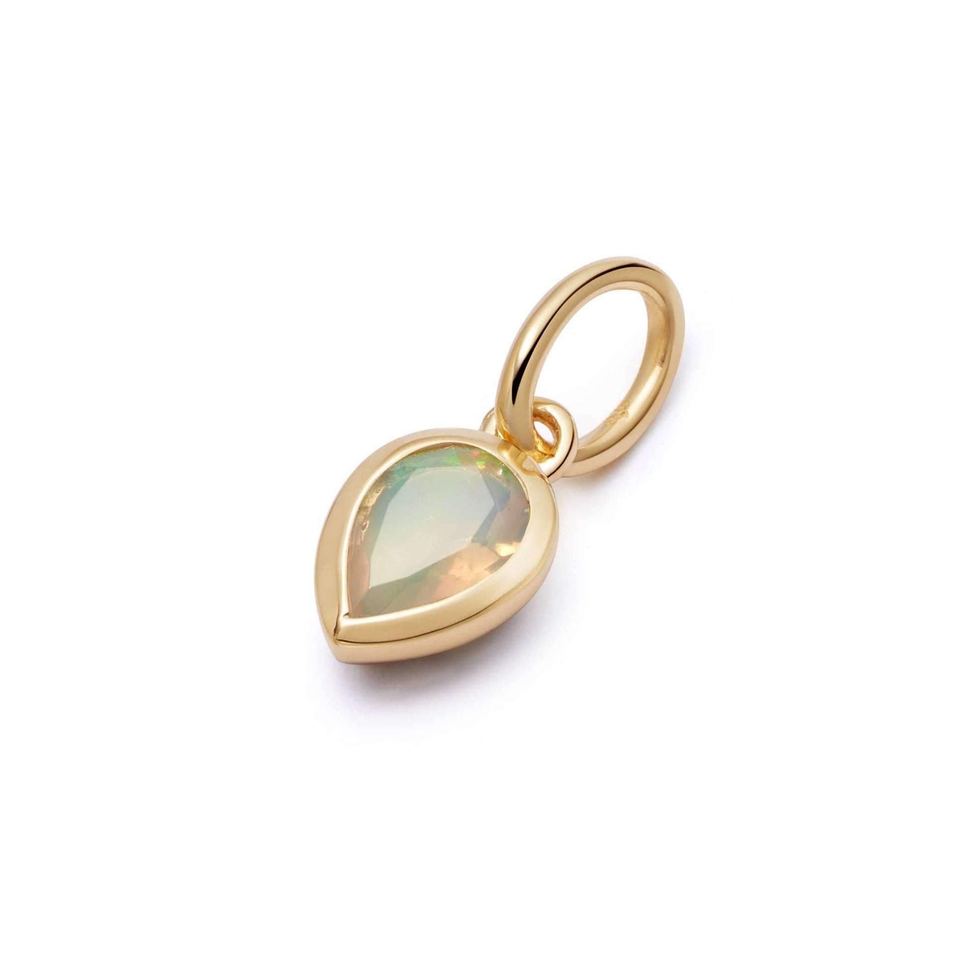 Opal October Birthstone Charm Pendant 18ct Gold Plate