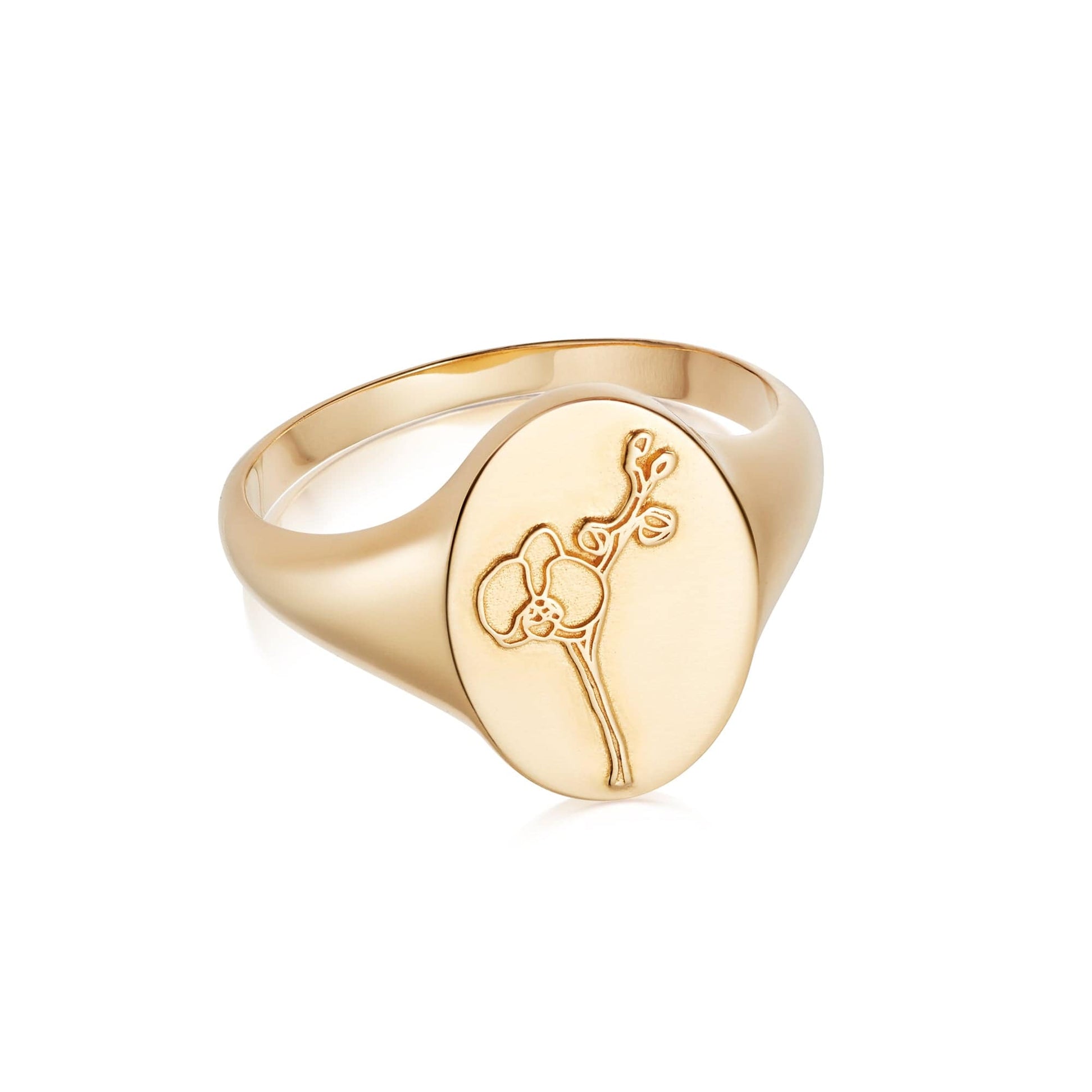 Orchid Signet Ring 18ct Gold Plate