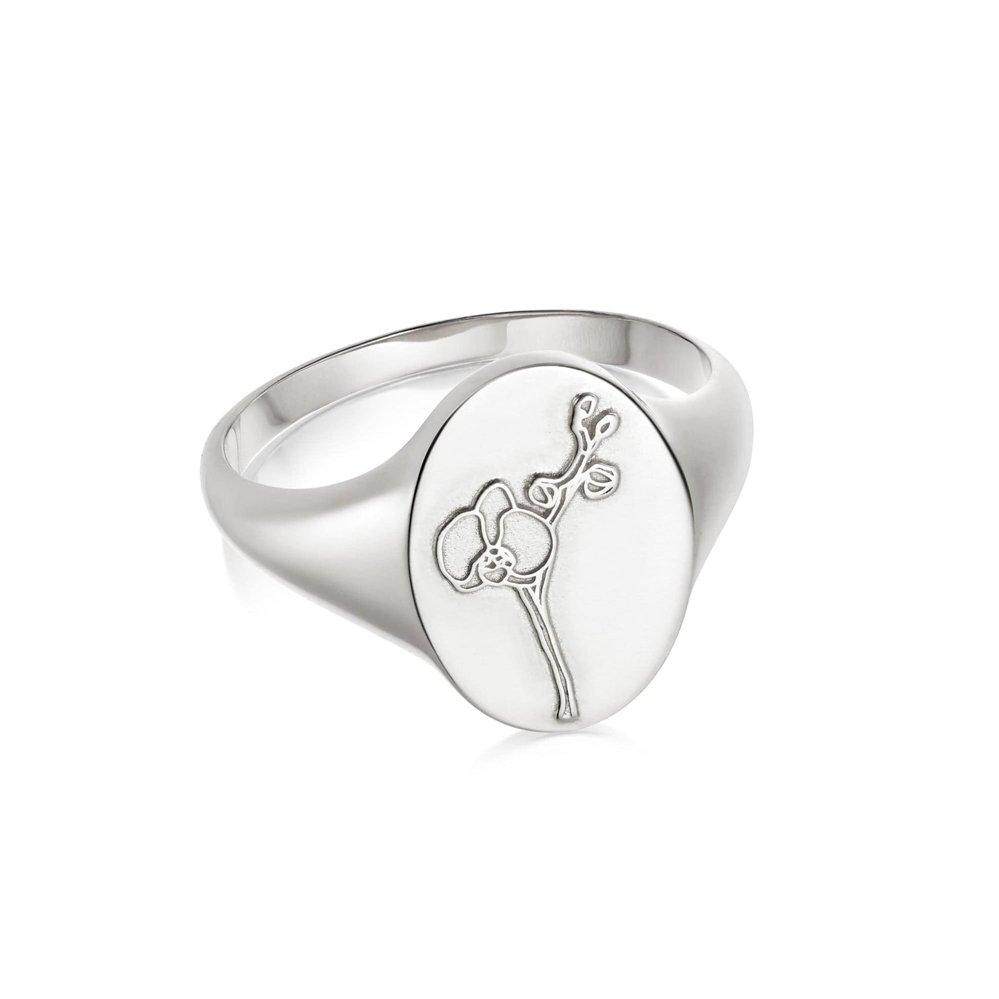 Orchid Signet Ring Sterling Silver