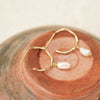 Organic Hoop Pearl Drop Earrings 18ct Gold Plate