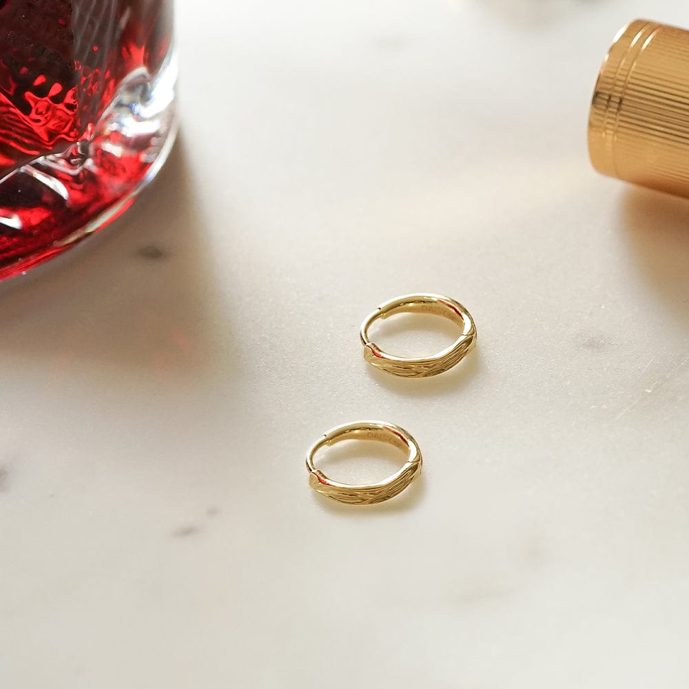 Organic Huggie Hoop Earrings 18ct Gold Plate