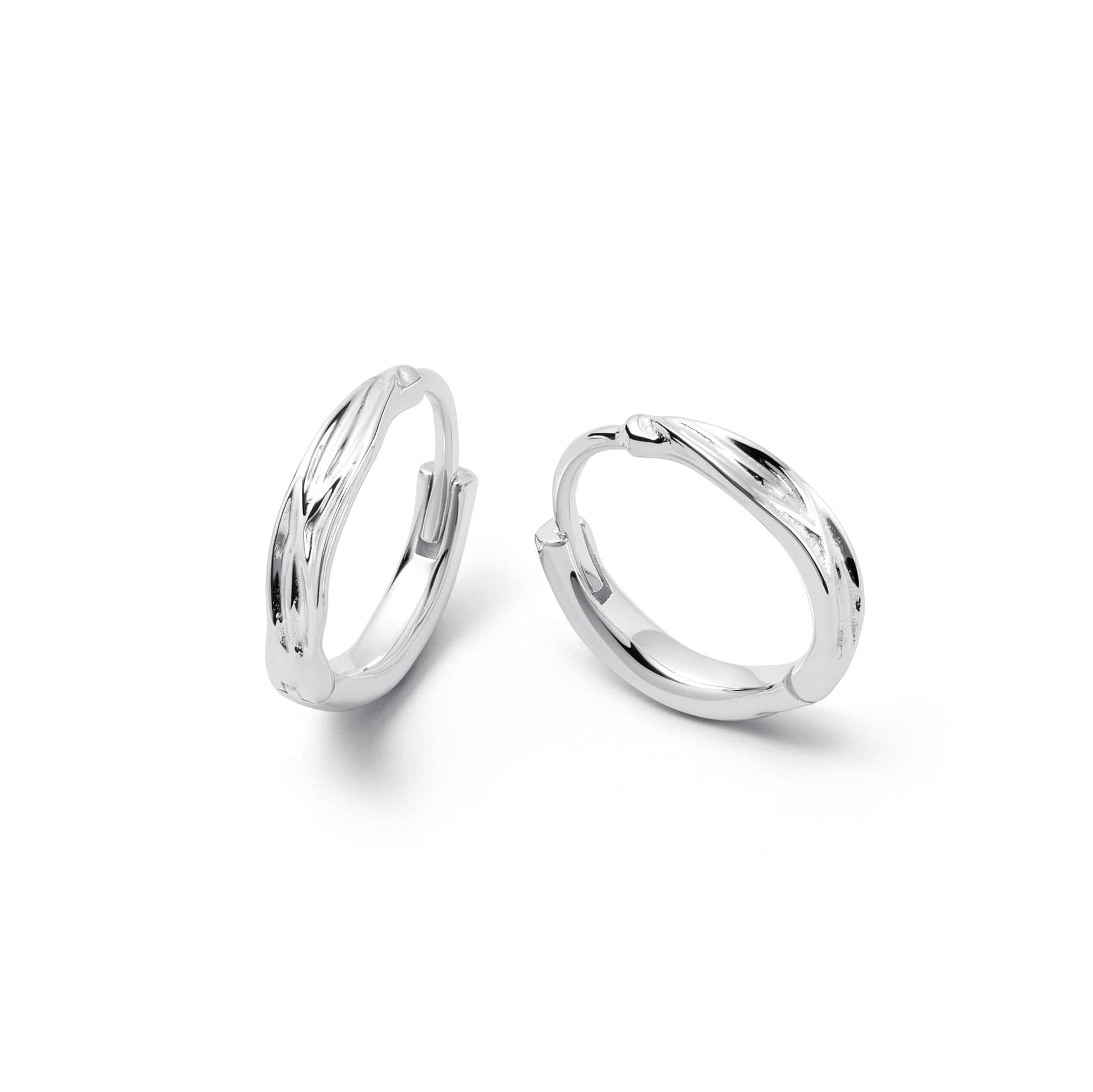 Organic Huggie Hoop Earrings Sterling Silver