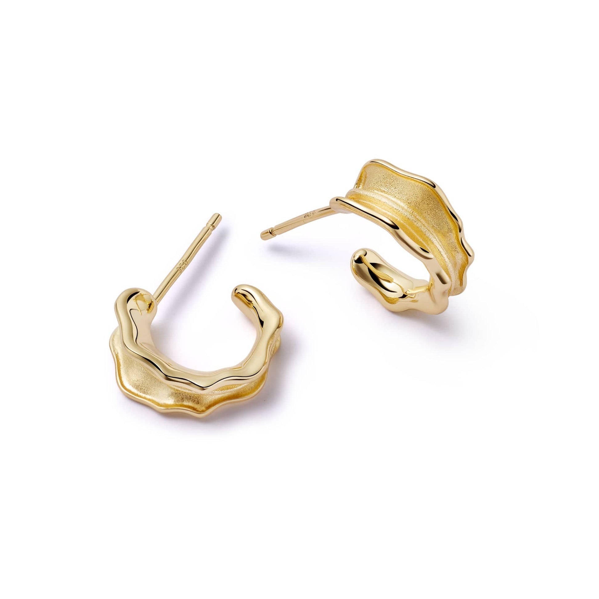 Organic Mini Hoop Earrings 18ct Gold Plate