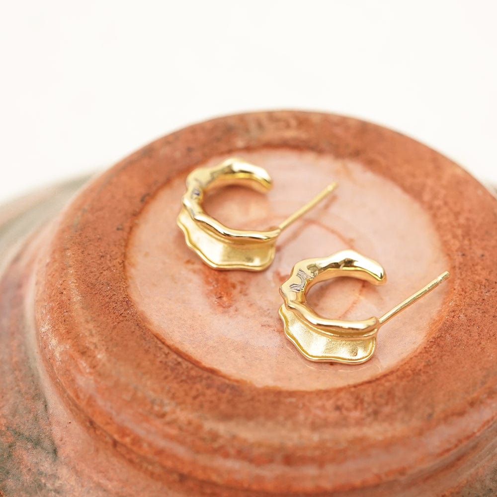 Organic Mini Hoop Earrings 18ct Gold Plate