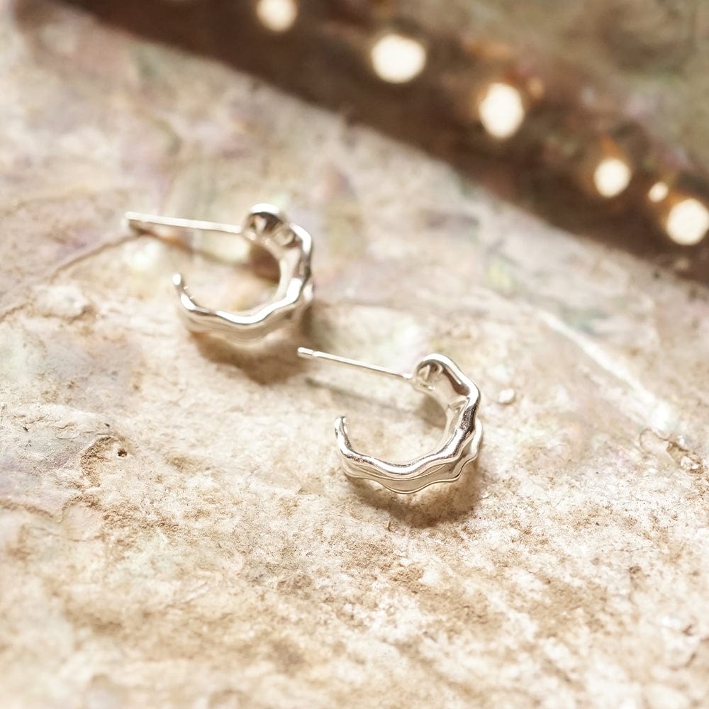 Organic Mini Hoop Earrings Sterling Silver