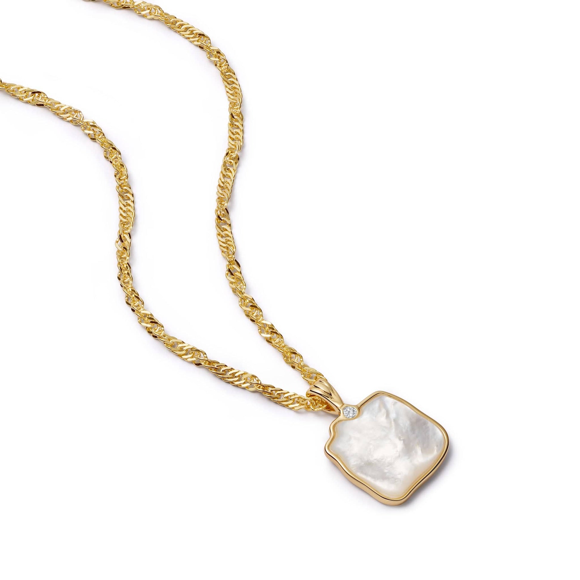 Organic Mother Of Pearl Necklace 18ct Gold Plate