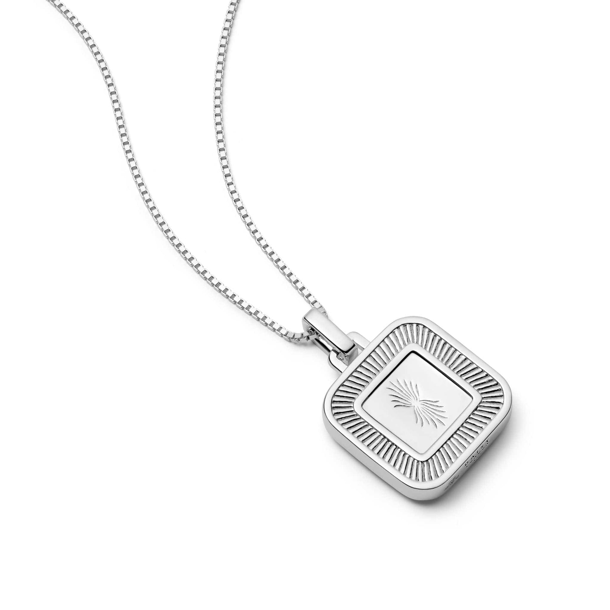 Palm Engraved Square Locket Sterling Silver