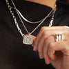 Palm Engraved Square Locket Sterling Silver