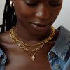 Palm Leaf Bobble Chain Necklace 18ct Gold Plate