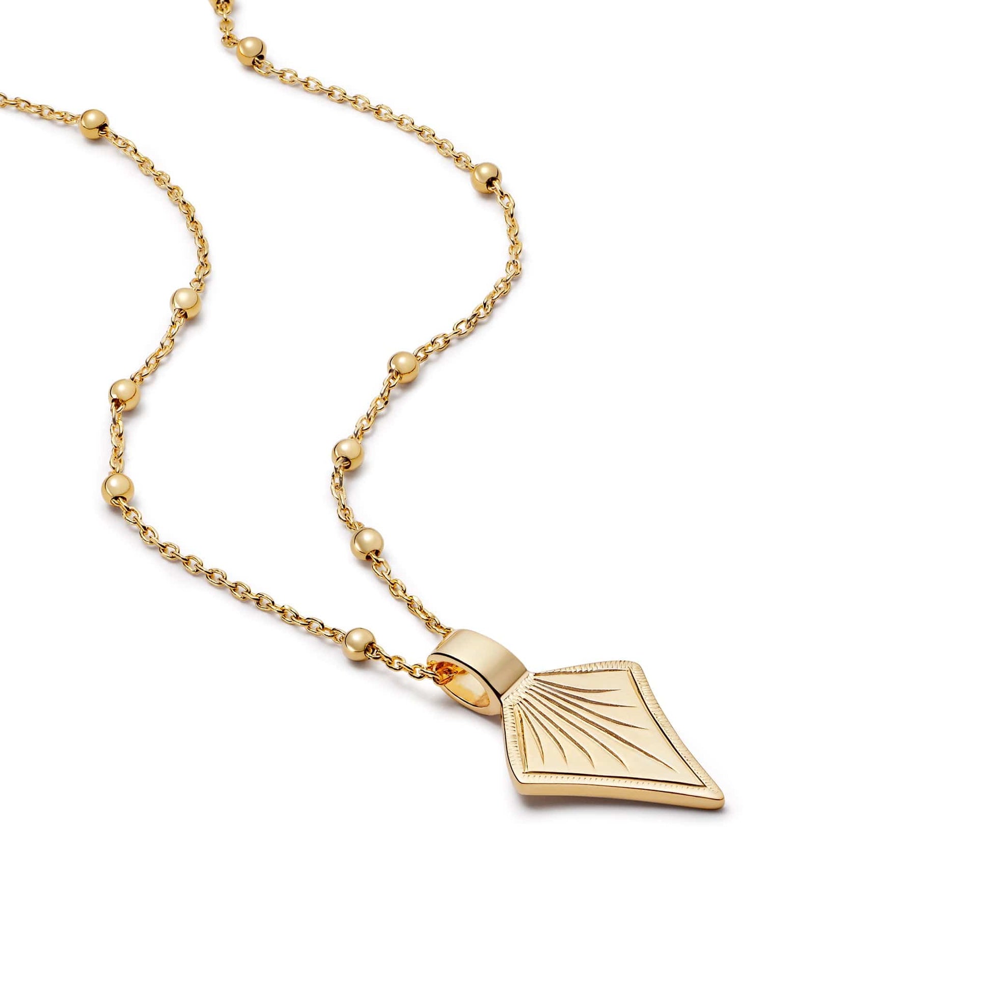 Palm Leaf Bobble Chain Necklace 18ct Gold Plate