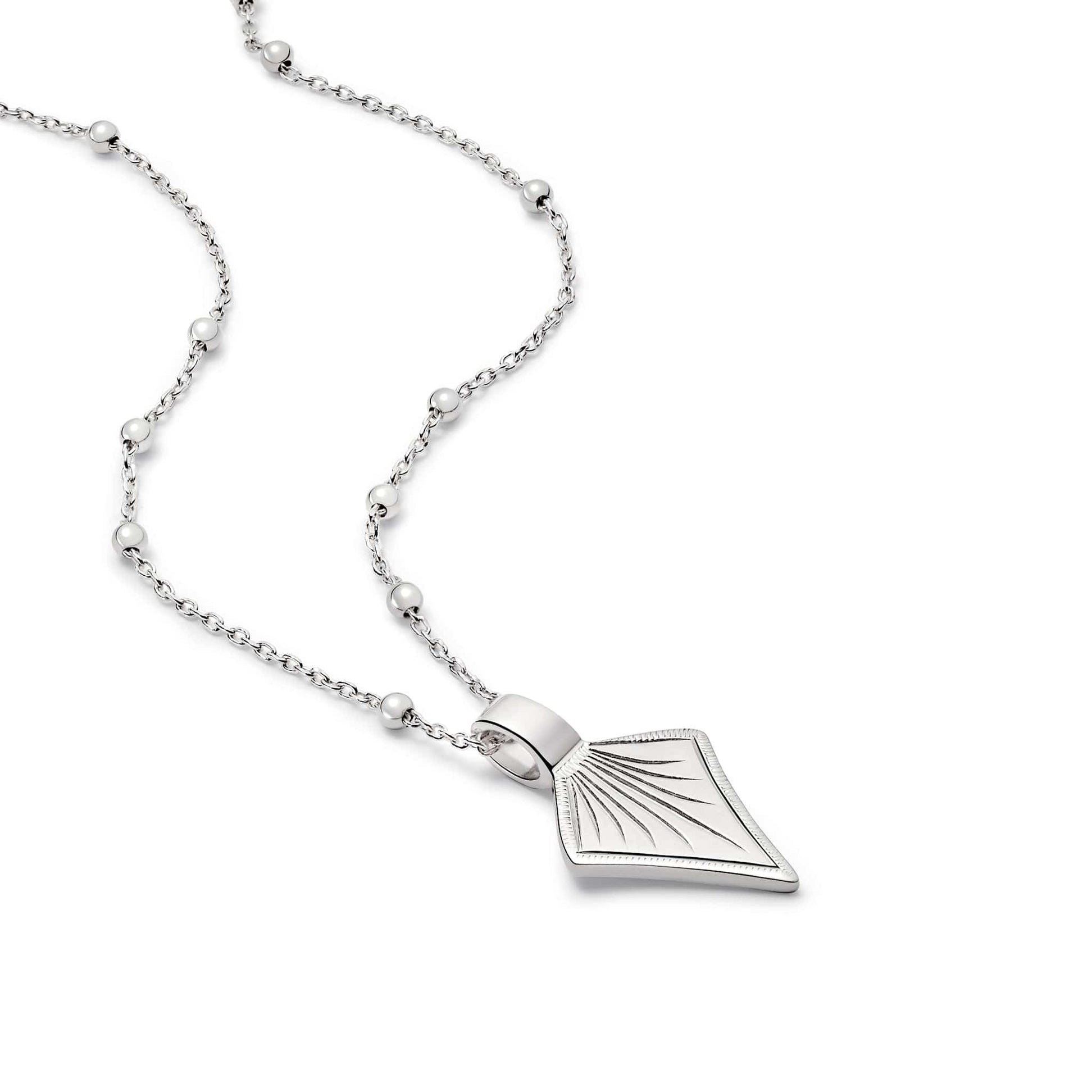 Palm Leaf Bobble Chain Necklace Sterling Silver