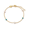 Pearl And Blue Bead Bracelet 18ct Gold Plate