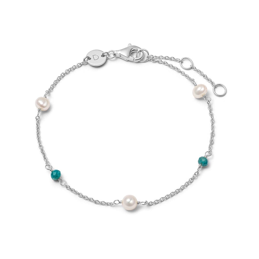 Pearl And Blue Bead Bracelet Sterling Silver